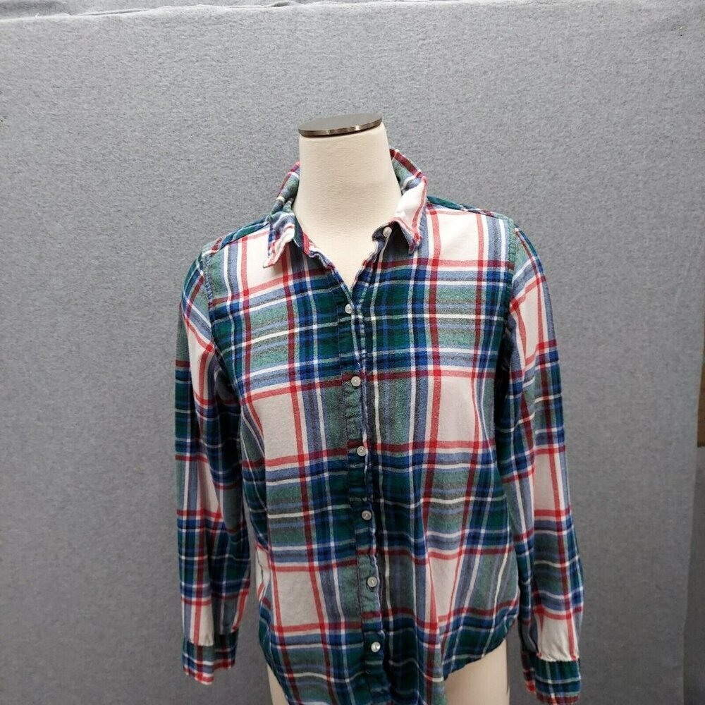 Aerie Womens Flannel Multi Colored Plaid Size Sp Soft Casual Long Sleeve